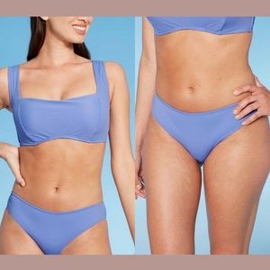 NWT Shade & Shore Square‎ Neck Ribbed Top [ 36B ] + Bikini Bottom [ Large ]